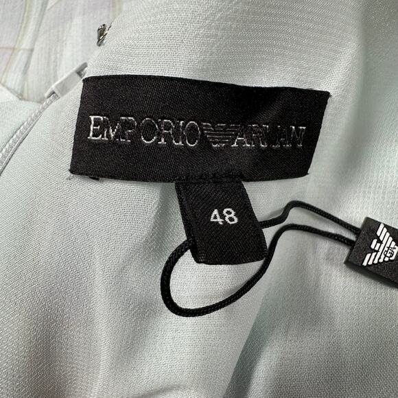 Emporio Armani Women's Cotton Plaid V-Neck Dress Blue Size 48 (US 14) NWOT - Picture 4 of 10